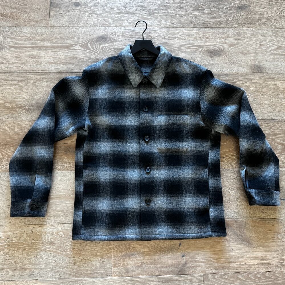 Uniqlo Men's Oversized Brushed Heavyweight Flannel Black Gray L Large $69